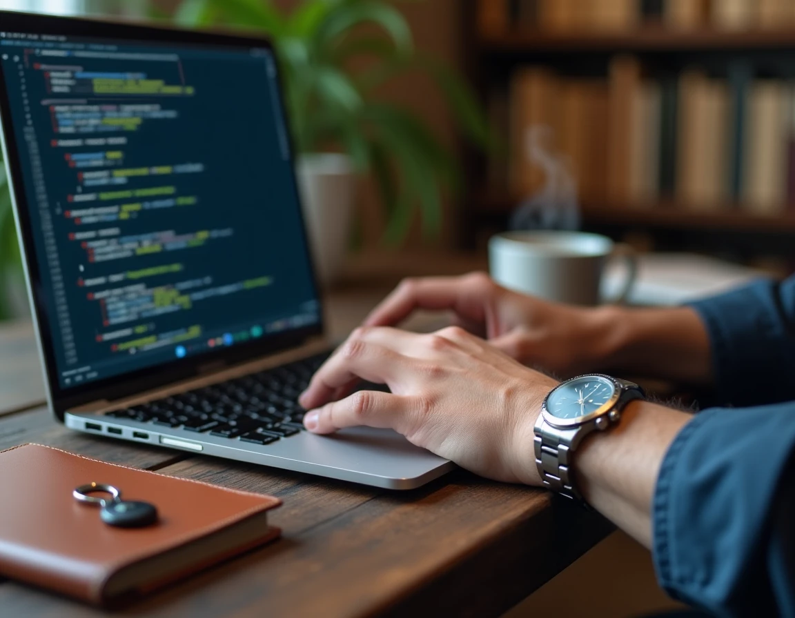 Mains de développeur tapant du code Python implémentant SHA-256 et SHA-3 sur un clavier mécanique avec éditeur de code visible