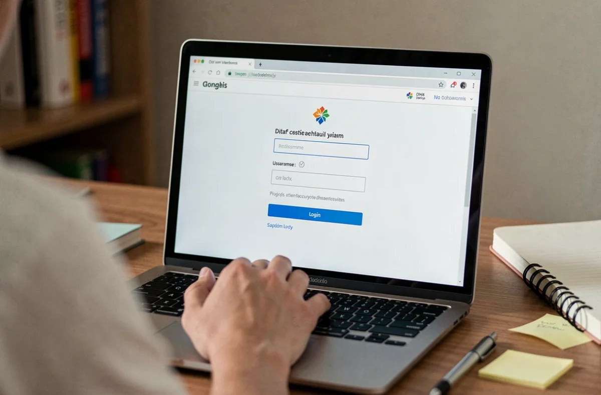 Gros plan sur un écran d'ordinateur affichant une page de connexion webmail avec saisie des identifiants académiques