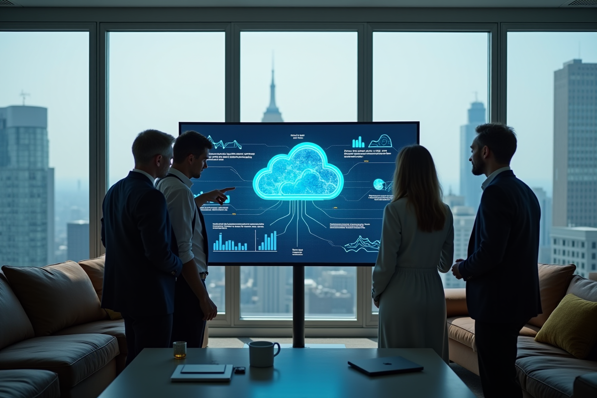 Groupe de collègues discutant autour d