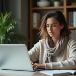 Femme d'âge moyen au bureau avec erreur webmail