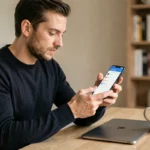 Homme tenant un Samsung Galaxy S25 Ultra et consultant les options de stockage de l'appareil