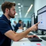 Technicien informatique universitaire analysant une erreur de connexion sur un webmail académique